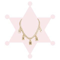 GOLD PERFUME BOTTLE CHARM NECKLACE SET