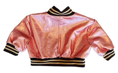 Pink Women Bomber Jacket Real Leather