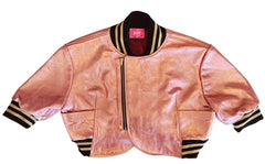 Pink Women Bomber Jacket Real Leather