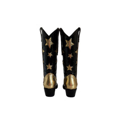 Frida Patent Leather Boot in Black With Gold Free Shipping