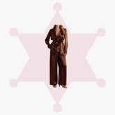 Belted Satin Jacket and Wide-Leg Pants Set