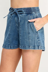 High Rise Elastic Drawstring Shorts