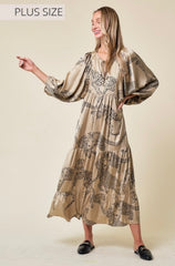 Plus Size Tiger Print Bubble Sleeve