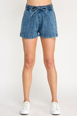High Rise Elastic Drawstring Shorts
