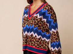 Leopard Print V-Neck Sweater