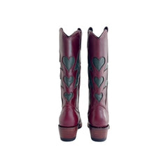 Daly Tall Boot Burgundy in olive green          FREE SHIPPING