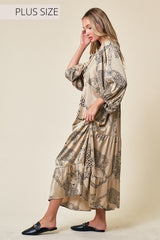 Plus Size Tiger Print Bubble Sleeve