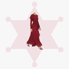 Asymmetric Micro-Pleated Ruffle Maxi Dress
