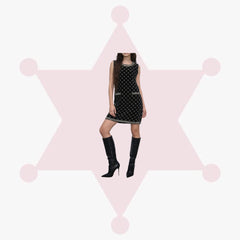 Embellished Velvet Diamond Lattice Shift Mini Dress
