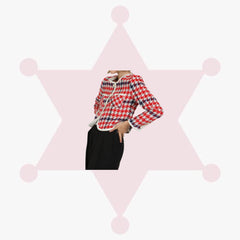 Tricolor Houndstooth Patterned Tweed Jacket