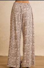 Leopard Print Wide-Leg Pull-On Pants