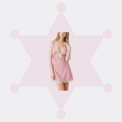 Satin Slip Mini Dress with Lace Trim and Long Sleeves