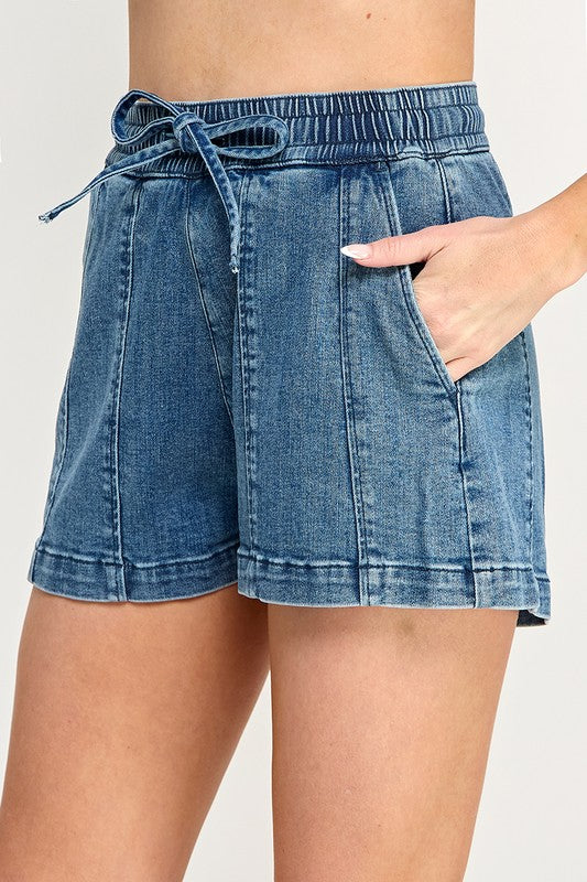 High Rise Elastic Drawstring Shorts