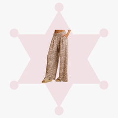 Leopard Print Wide-Leg Pull-On Pants