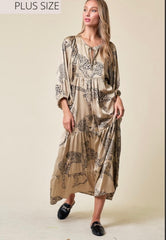 Plus Size Tiger Print Bubble Sleeve