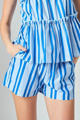 Set Sleeveless Striped Ruffle Top Sleeveless Stripe and Striped Shorts Striped Shorts